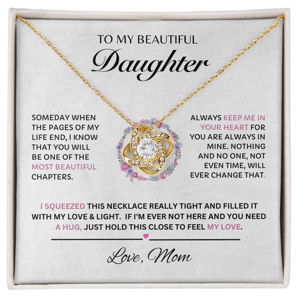 Beautiful Daughter, Love Mom Love Knot (Pink)