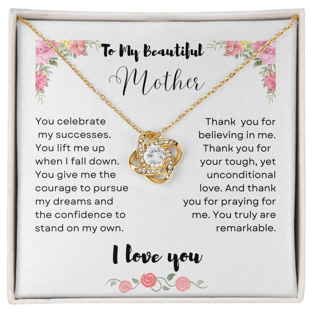 To My Beautiful Mother, Love Knot Necklace