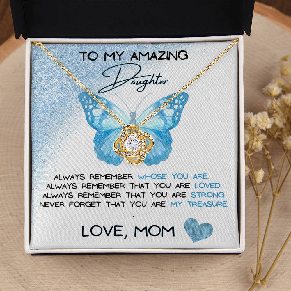 To My Amazing Daughter Love, Mom Love Knot Necklace