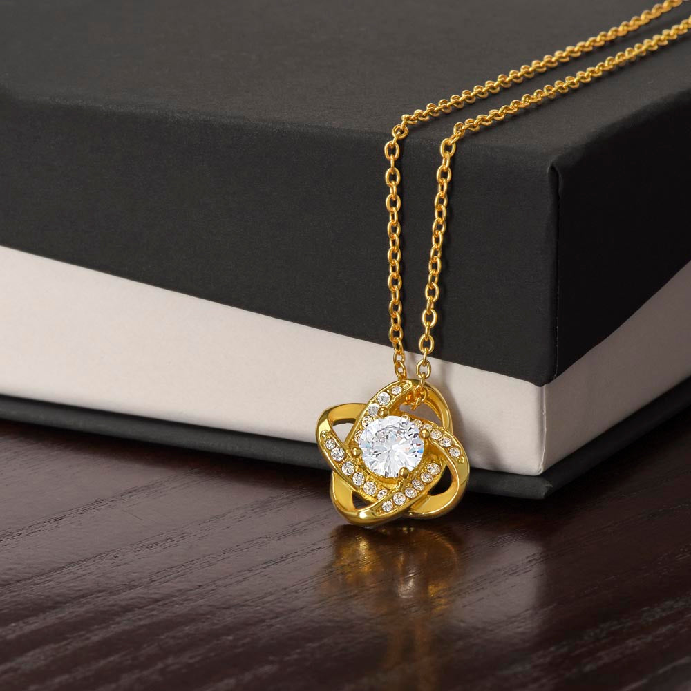 To My Lovely Mother-In-Law Love Knot Necklace (Choice of Standard Black Box or Mahogany Box with LED Light)