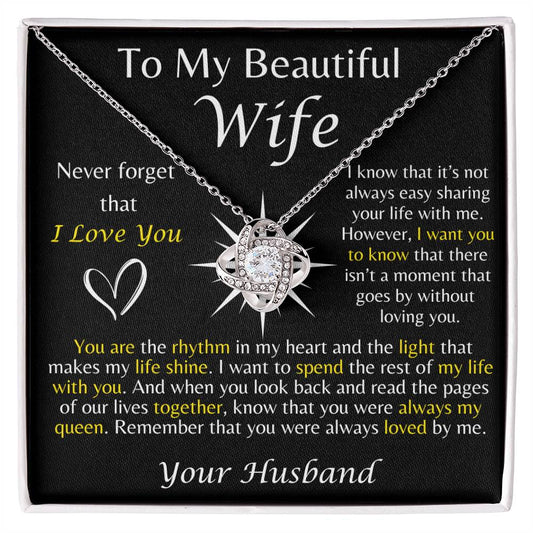 To My Beautiful Wife Love Knot Necklace