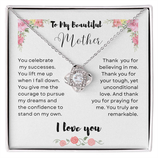 To My Beautiful Mother, Love Knot Necklace