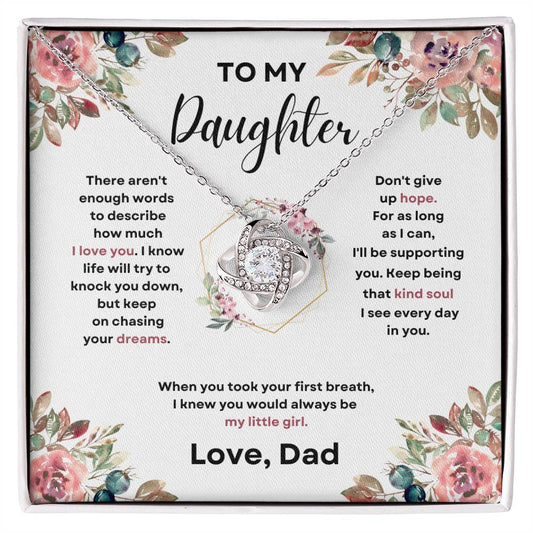 Daughter Love Knott Necklace  (Love, Dad)