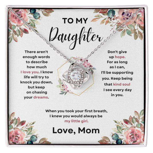 Daughter Love Knott Necklace (Love, Mom)