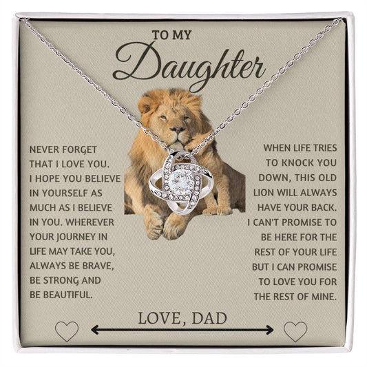 To My Daughter With Love, Dad. Love Knot Neklace