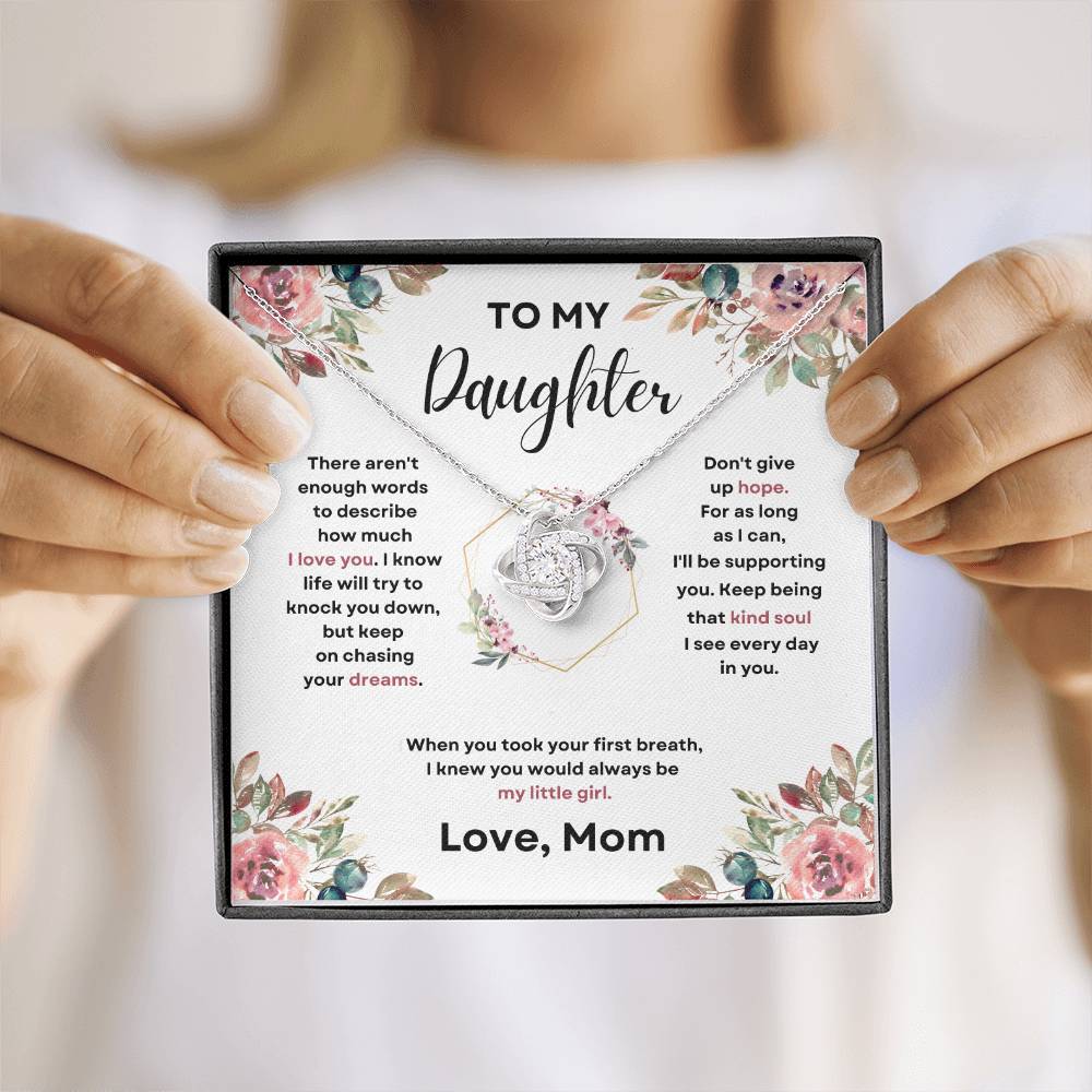 Daughter Love Knott Necklace (Love, Mom)