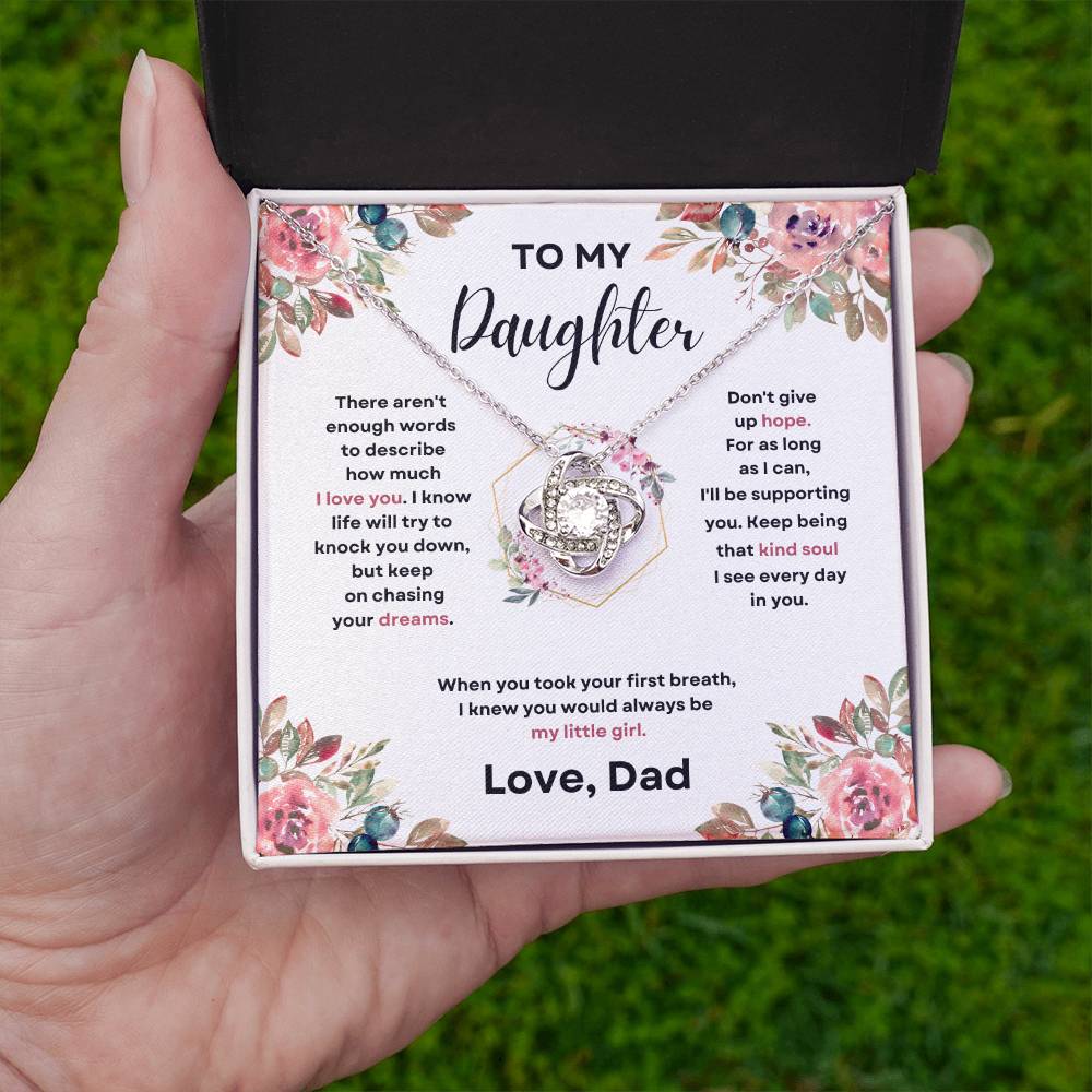 Daughter Love Knott Necklace  (Love, Dad)