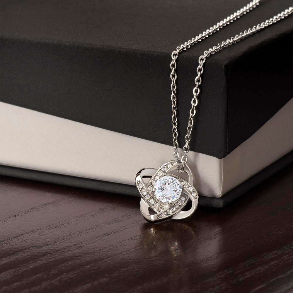 To My Lovely Mother-In-Law Love Knot Necklace (Choice of Standard Black Box or Mahogany Box with LED Light)