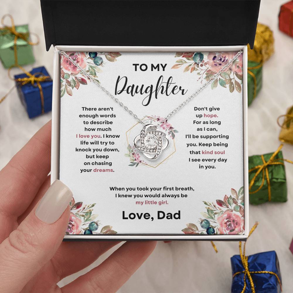 Daughter Love Knott Necklace  (Love, Dad)