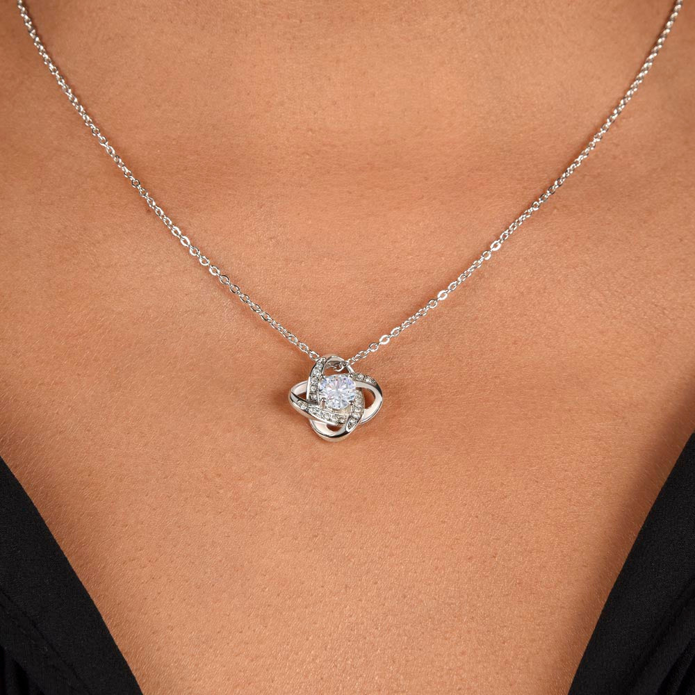 To My Lovely Mother-In-Law Love Knot Necklace (Choice of Standard Black Box or Mahogany Box with LED Light)