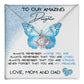 To Our Amazing Daughter Love, Mom and Dad  Love Knot Necklace