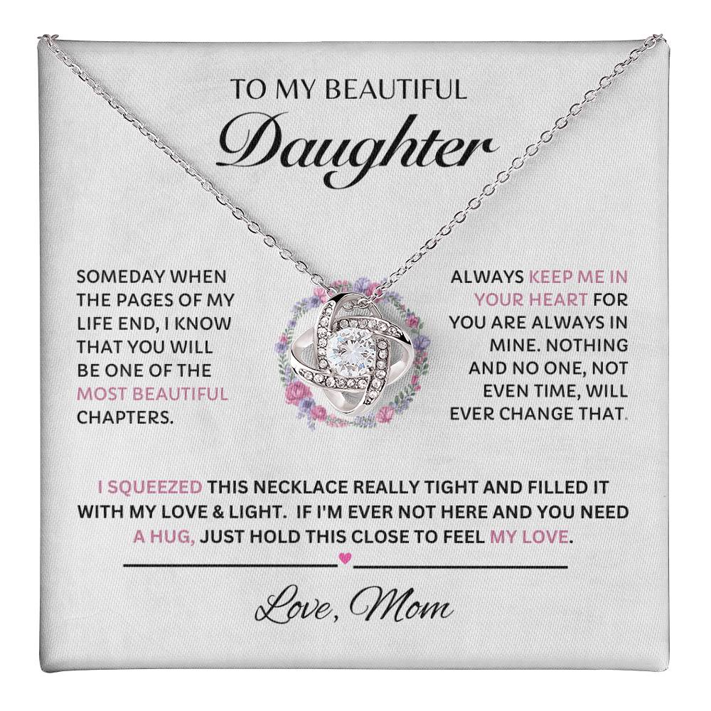 Beautiful Daughter, Love Mom Love Knot (Pink)