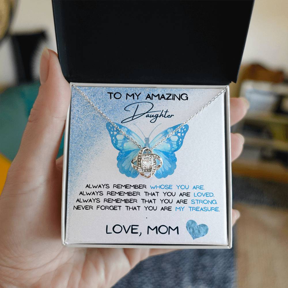 To My Amazing Daughter Love, Mom Love Knot Necklace