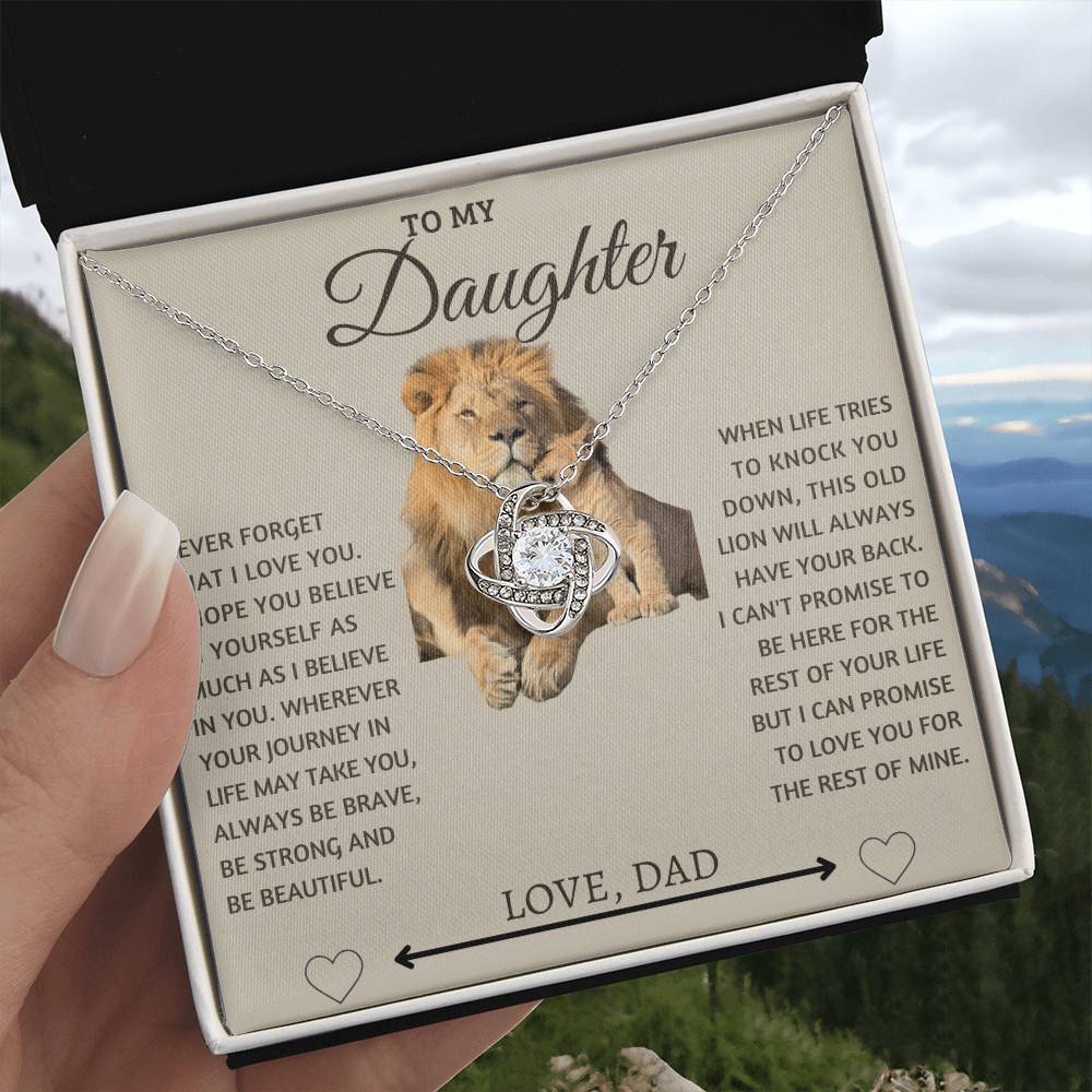 To My Daughter With Love, Dad. Love Knot Neklace