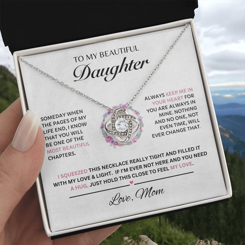 Beautiful Daughter, Love Mom Love Knot (Pink)