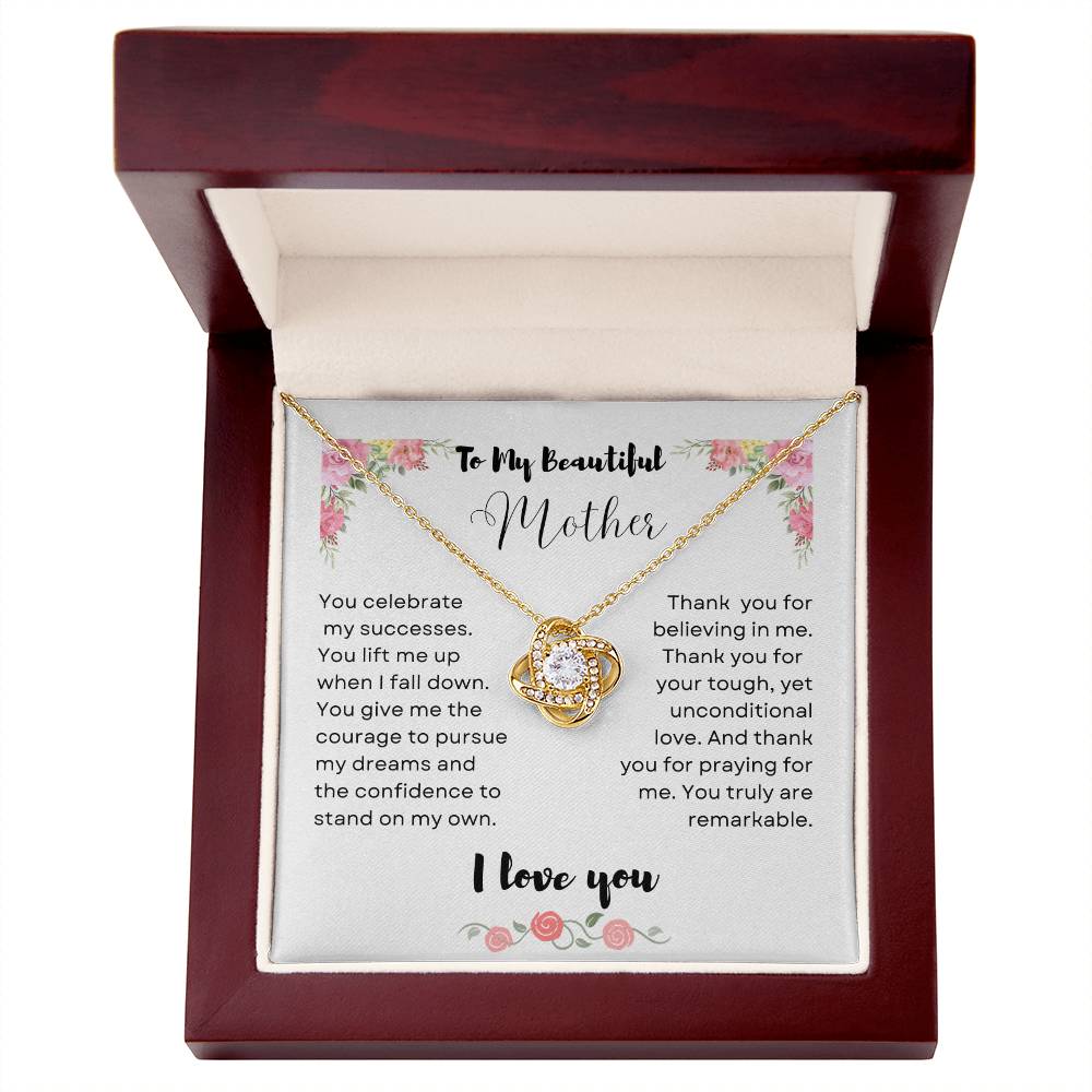 To My Beautiful Mother, Love Knot Necklace