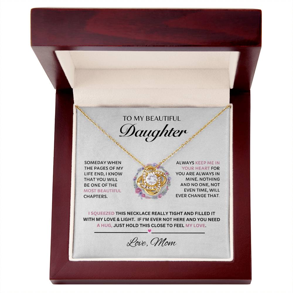 Beautiful Daughter, Love Mom Love Knot (Pink)
