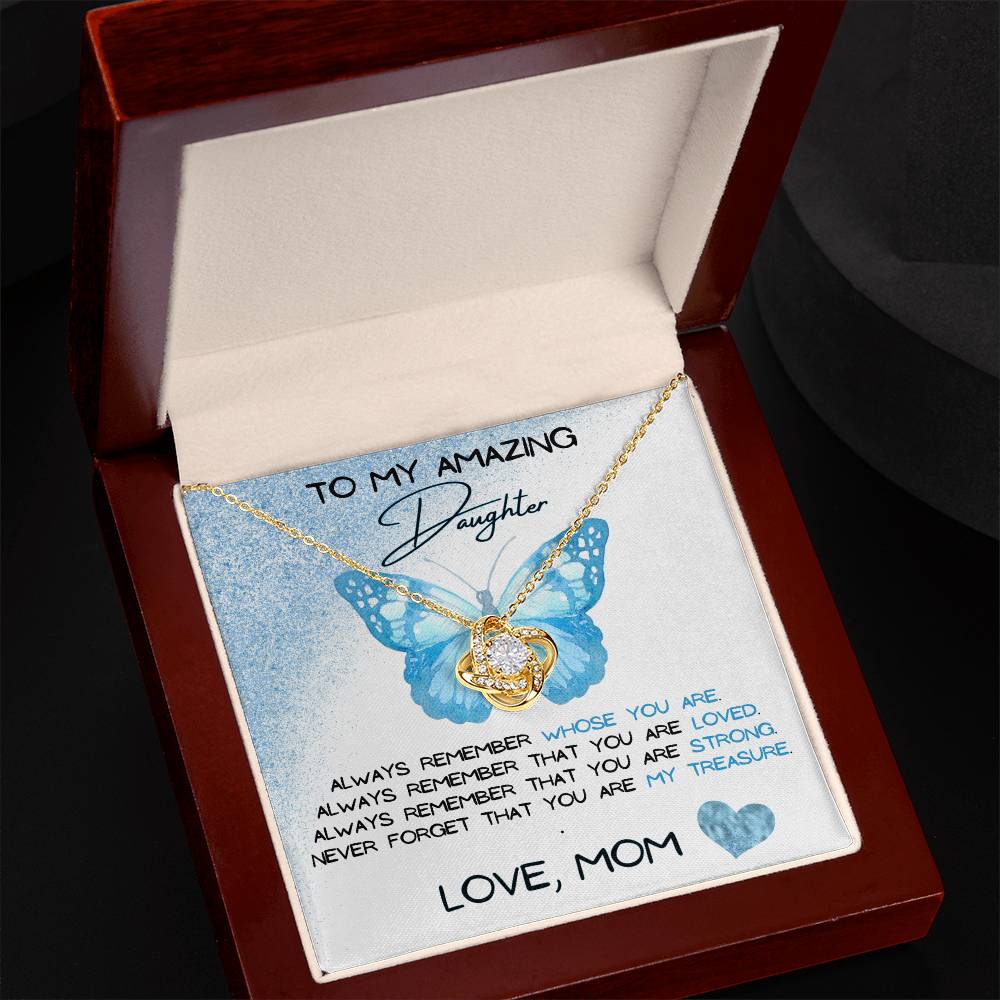 To My Amazing Daughter Love, Mom Love Knot Necklace