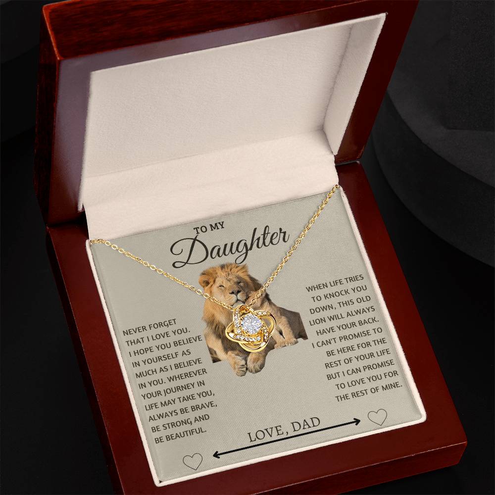 To My Daughter With Love, Dad. Love Knot Neklace
