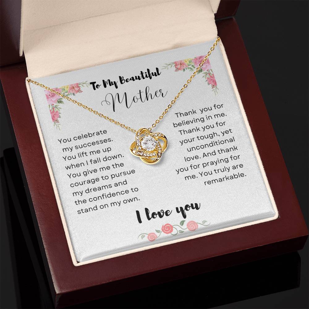 To My Beautiful Mother, Love Knot Necklace