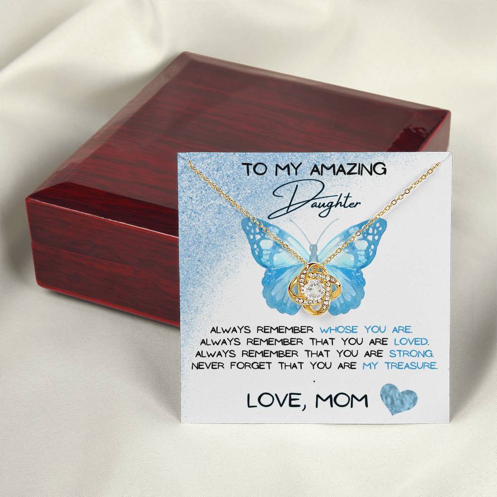 To My Amazing Daughter Love, Mom Love Knot Necklace