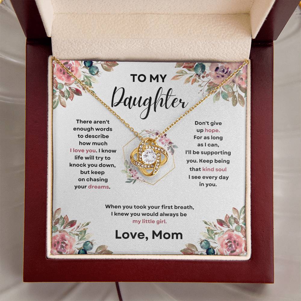 Daughter Love Knott Necklace (Love, Mom)