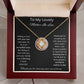To My Lovely Mother-In-Law Love Knot Necklace (Pink Circle)Choice of Standard Black Box or Mahogany Box With LED Light