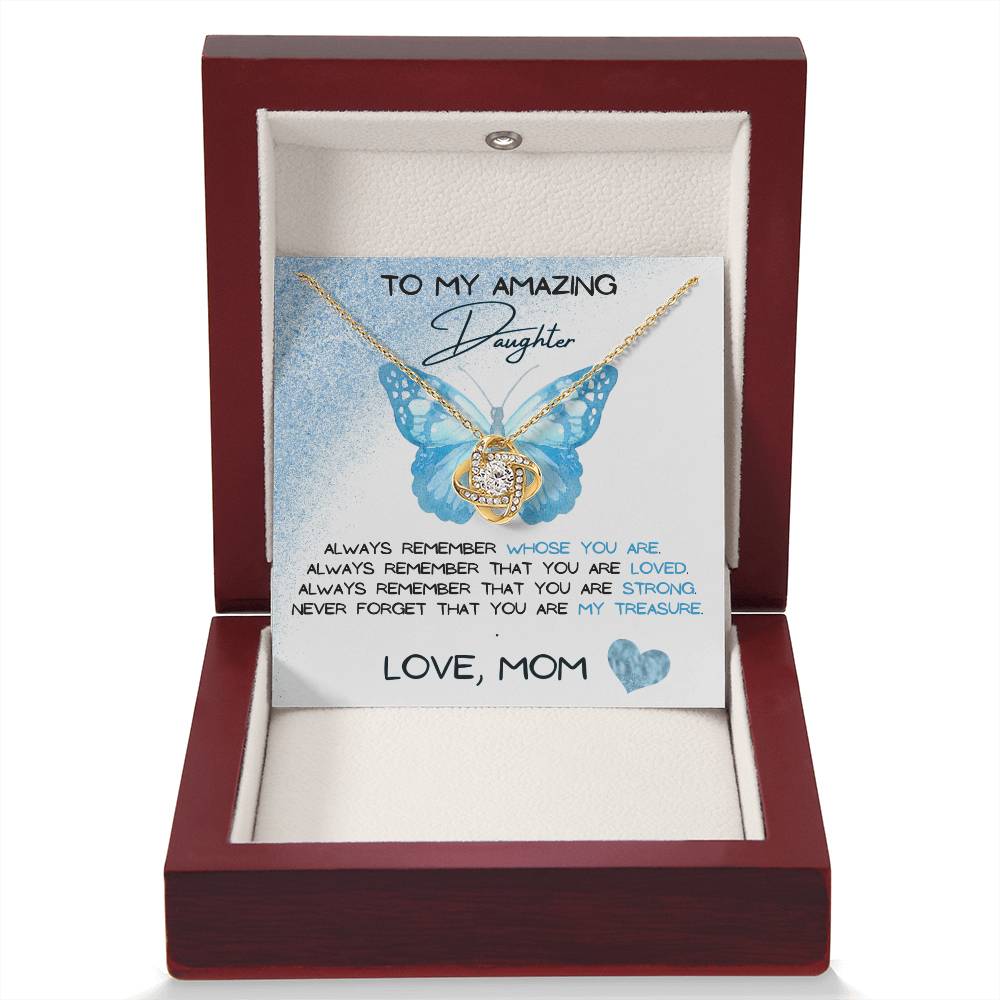 To My Amazing Daughter Love, Mom Love Knot Necklace