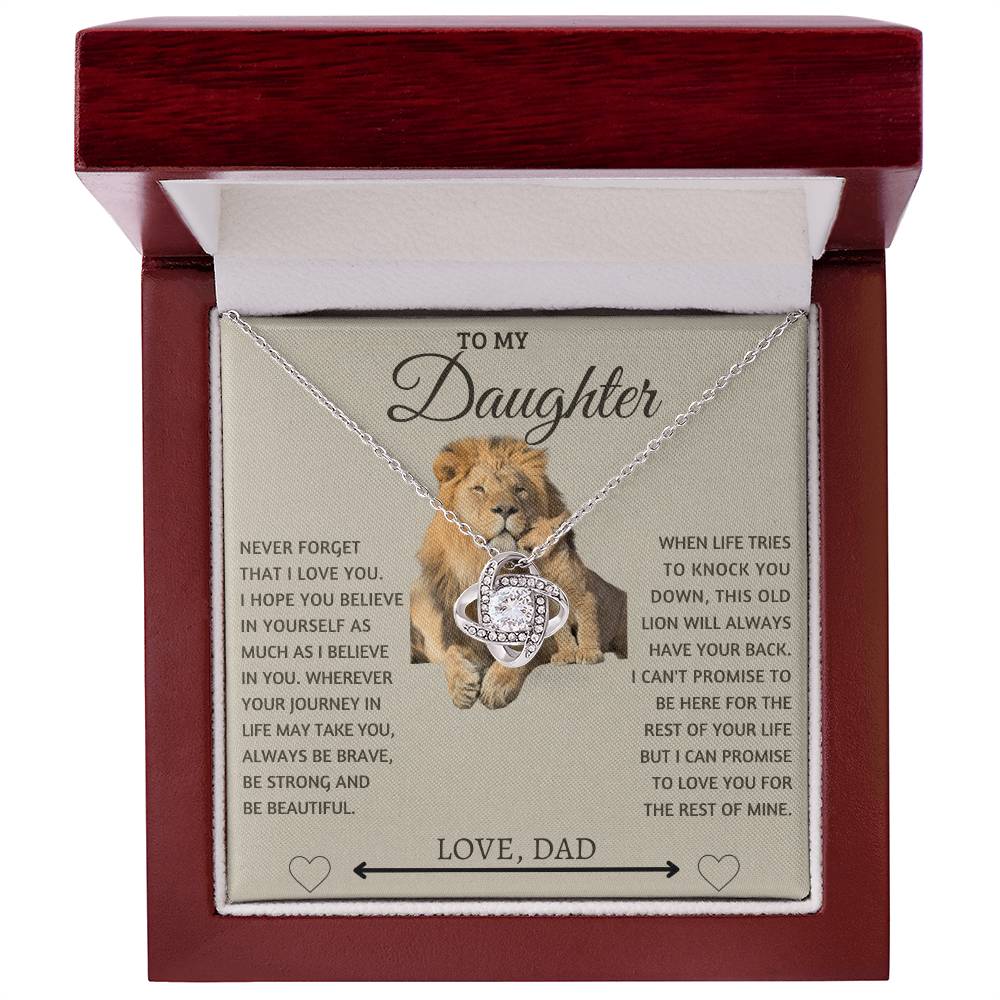 To My Daughter With Love, Dad. Love Knot Neklace