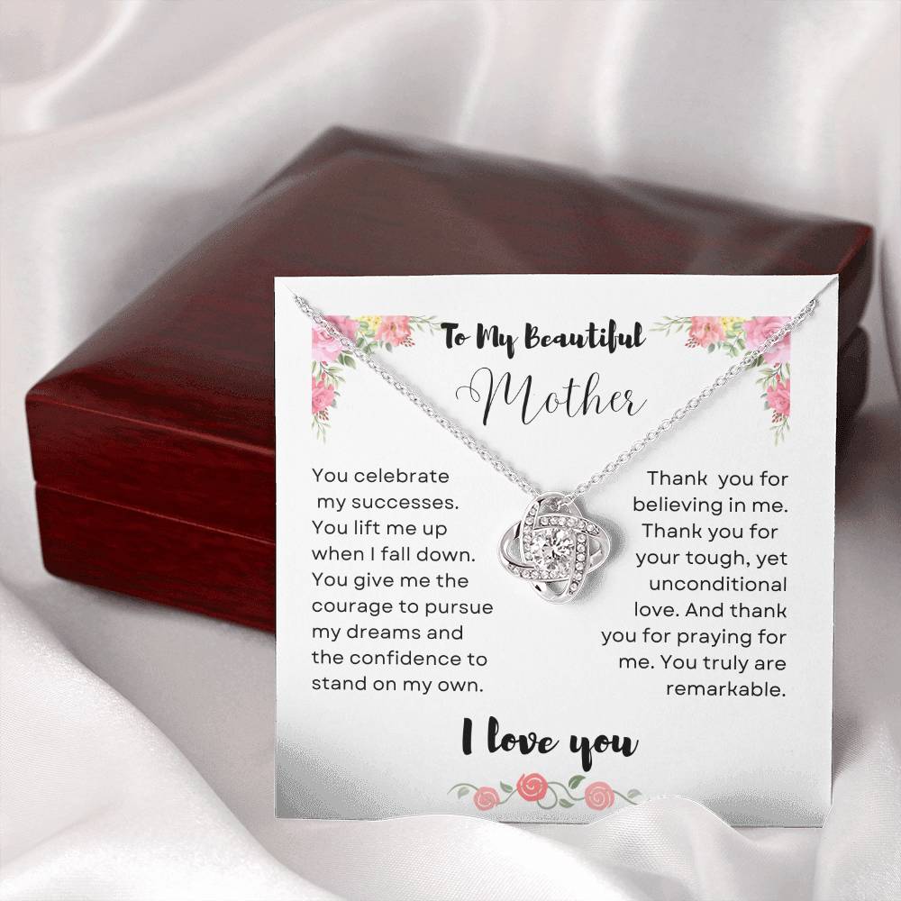 To My Beautiful Mother, Love Knot Necklace