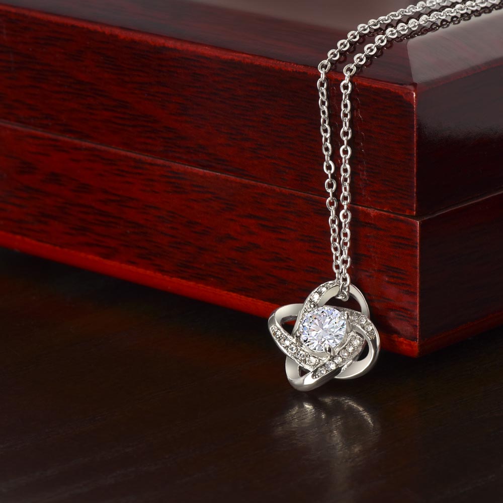To My Lovely Mother-In-Law Love Knot Necklace (Choice of Standard Black Box or Mahogany Box with LED Light)