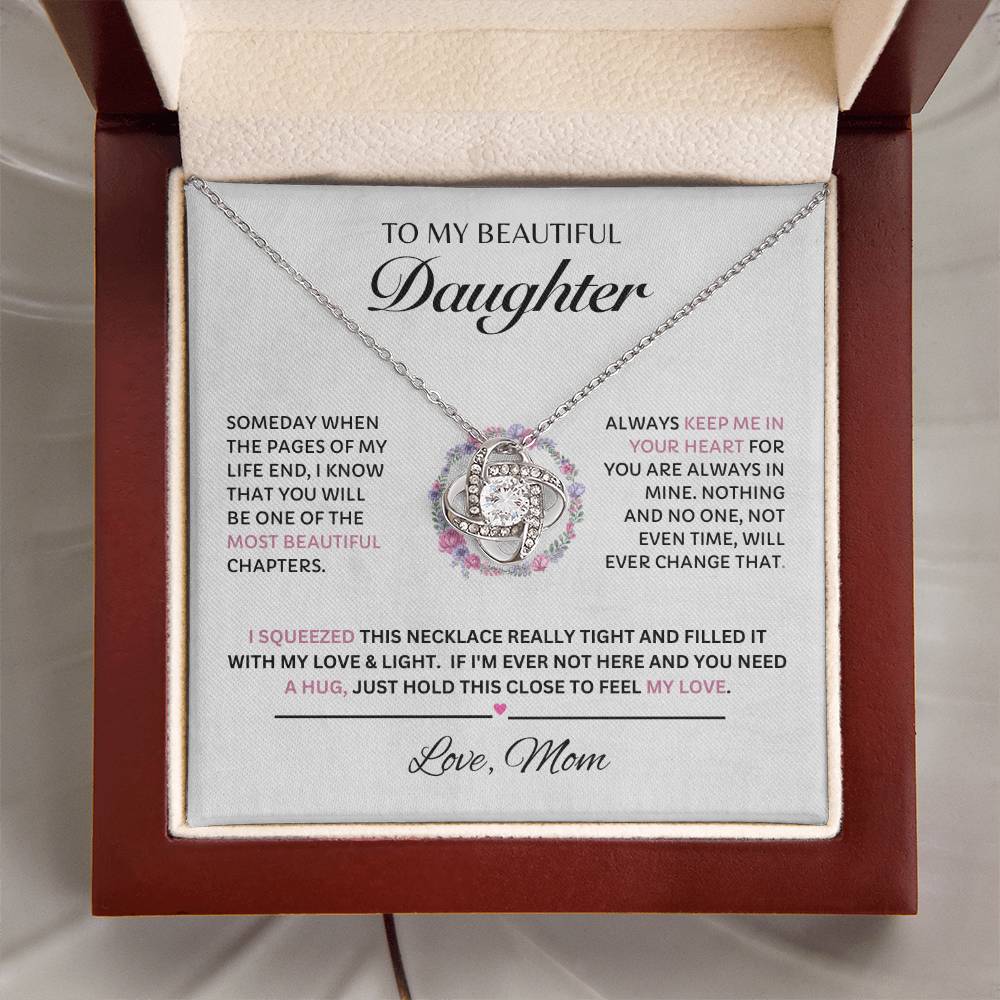 Beautiful Daughter, Love Mom Love Knot (Pink)