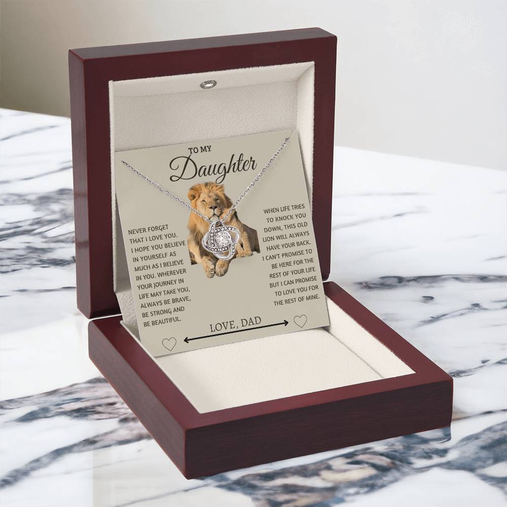 To My Daughter With Love, Dad. Love Knot Neklace