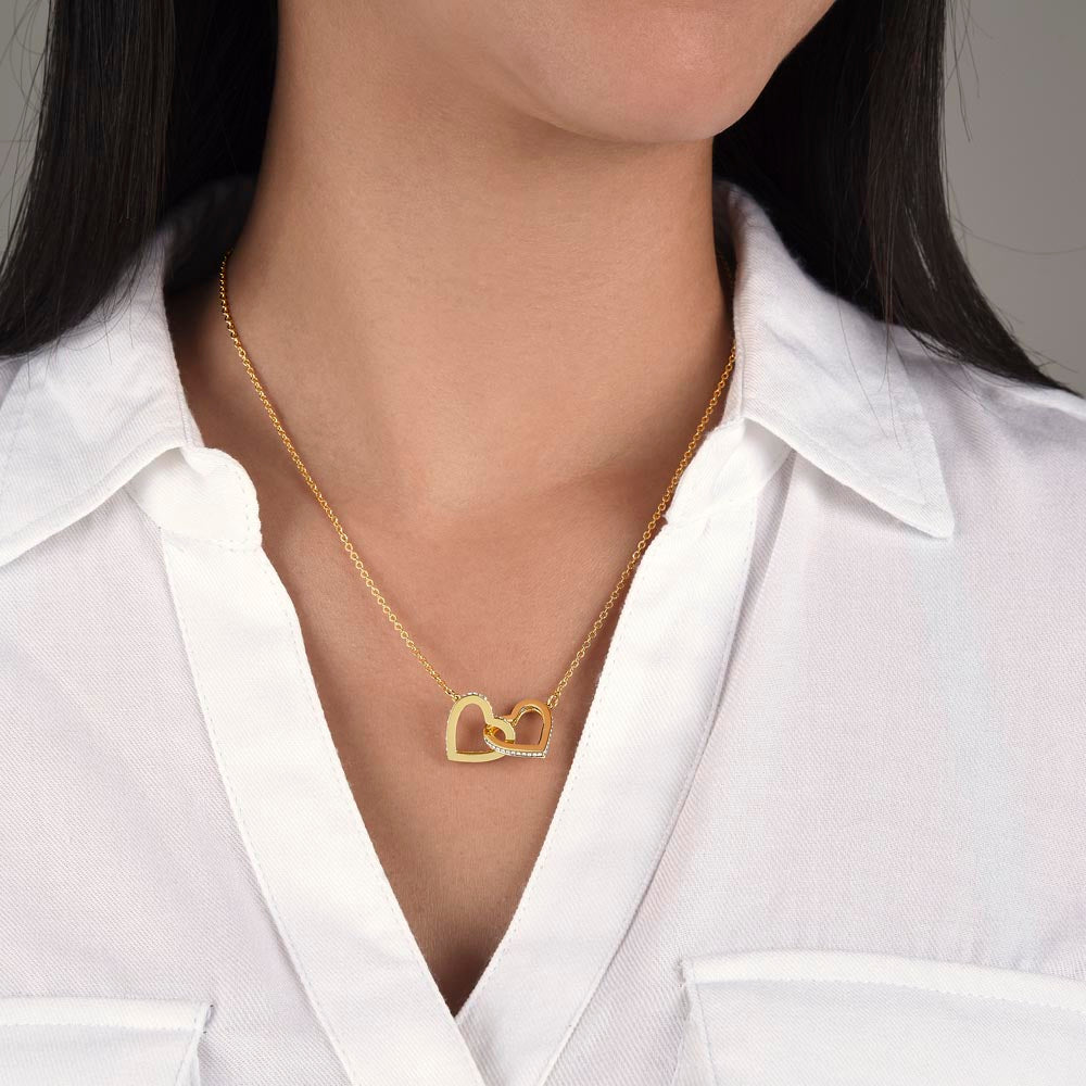 To My Incredible Mother Interlocking Hearts Necklace (Choose Standard Black Box or Mahogany Box With LED Light)