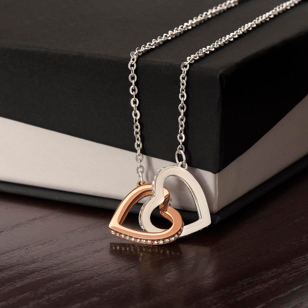 To My Incredible Mother Interlocking Hearts Necklace (Choose Standard Black Box or Mahogany Box With LED Light)