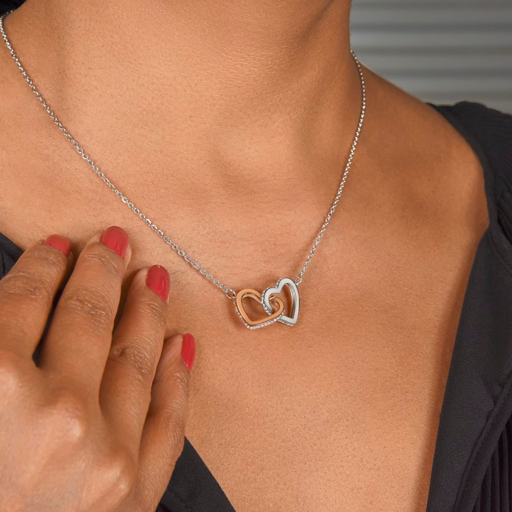 To My Incredible Mother Interlocking Hearts Necklace (Choose Standard Black Box or Mahogany Box With LED Light)