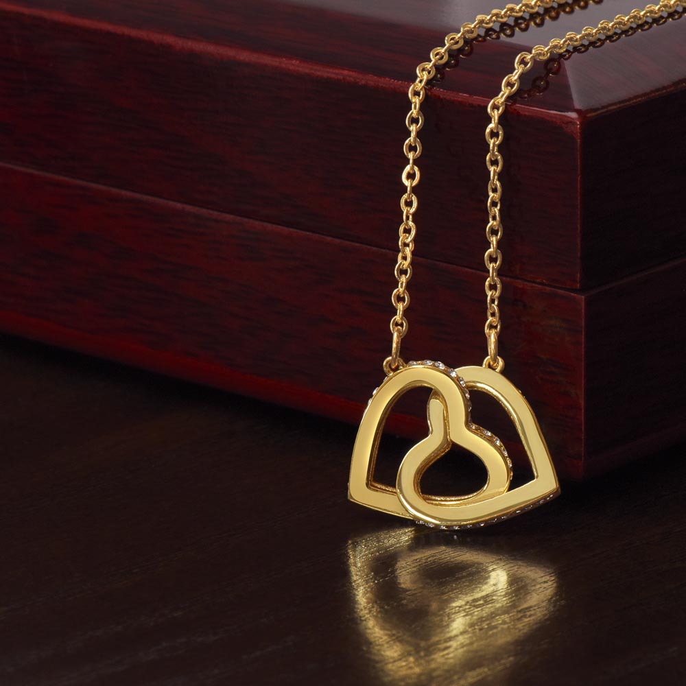 To My Incredible Mother Interlocking Hearts Necklace (Choose Standard Black Box or Mahogany Box With LED Light)