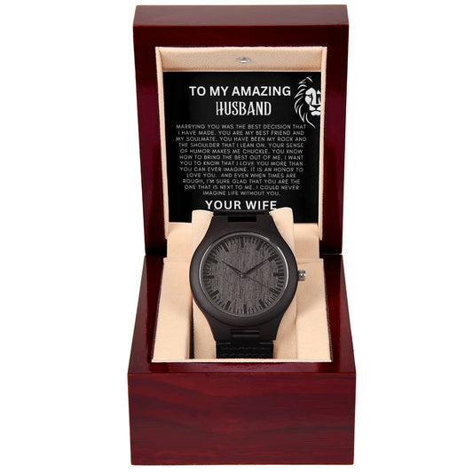 To My Amazing Husband Wooden Watch + MC (NO ENGRAVING)