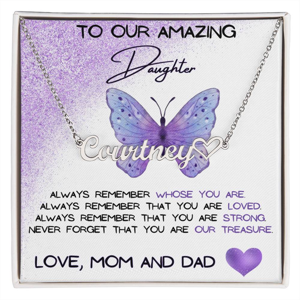 To Our Amazing Daughter Name Necklace + Heart Character