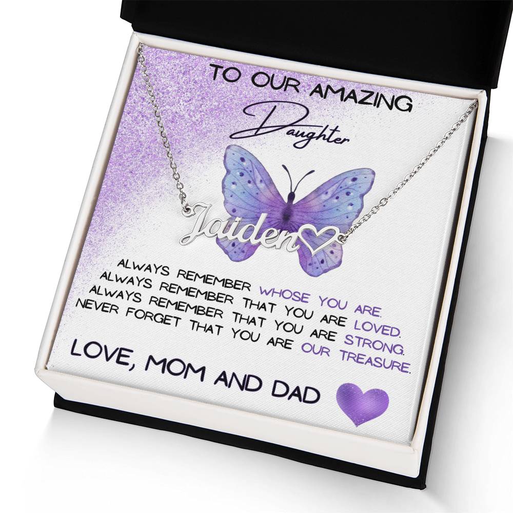 To Our Amazing Daughter Name Necklace + Heart Character