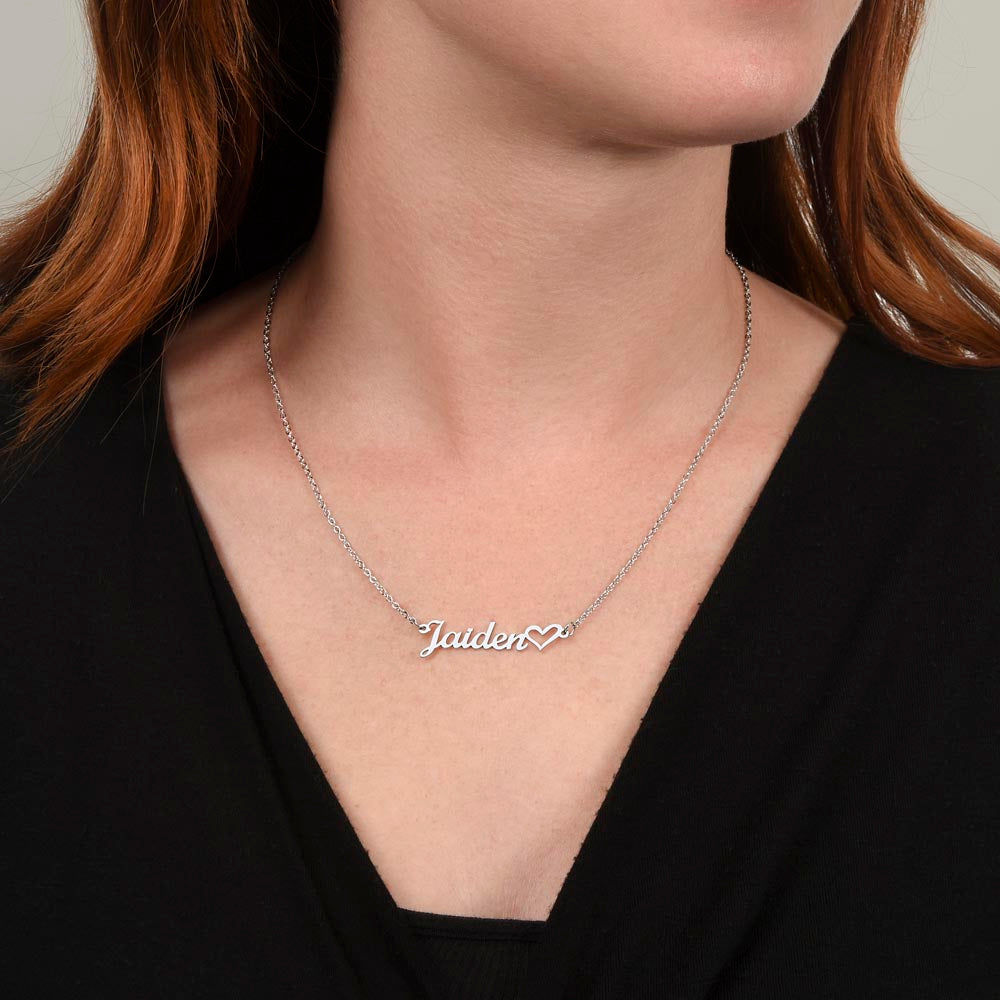 To My Amazing Daughter Name Necklace + Heart Character (Love, Dad)