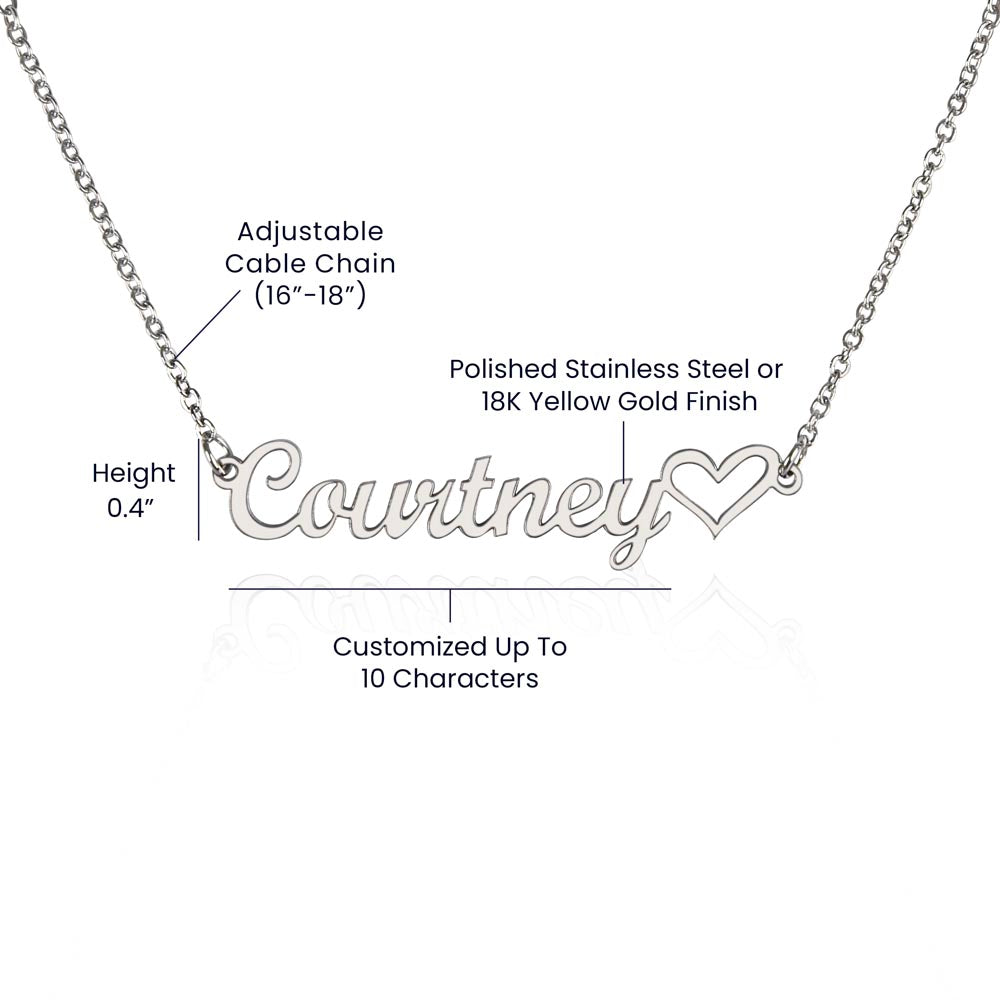 Daughter Name Necklace With Heart, Love Dad