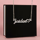 To My Amazing Daughter Name Necklace + Heart Character  (Love, Mom)
