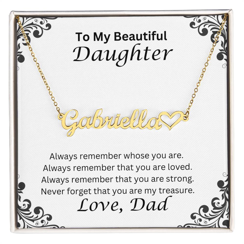 Daughter Name Necklace With Heart, Love Dad
