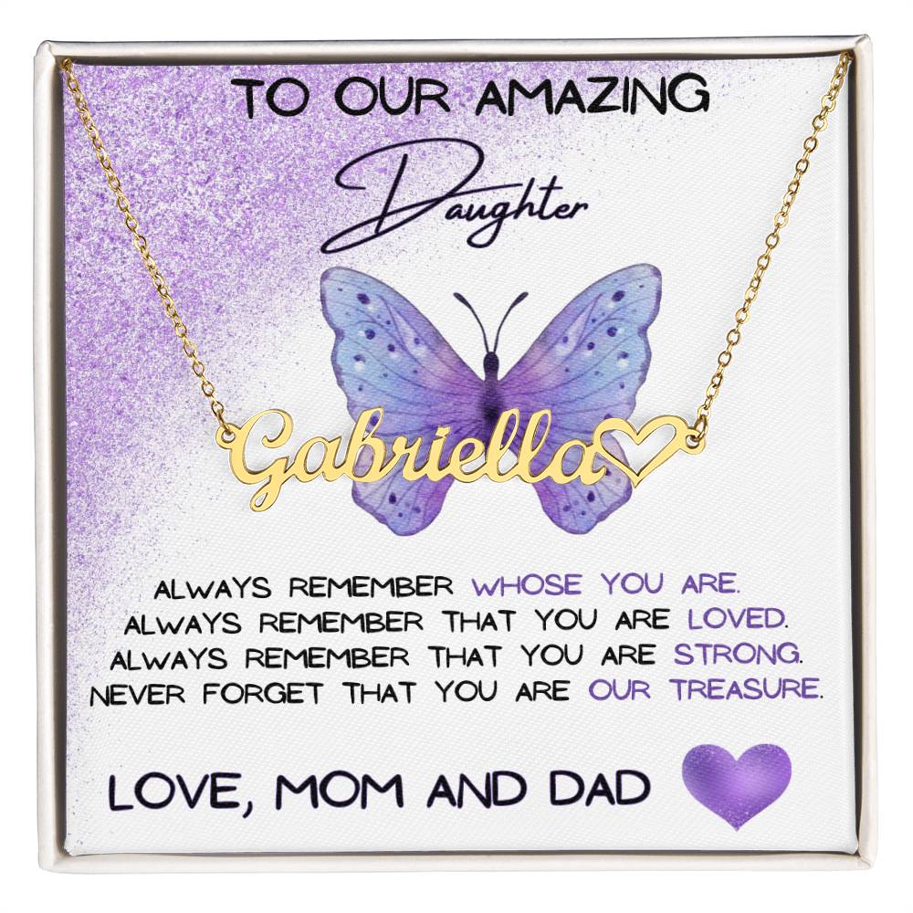 To Our Amazing Daughter Name Necklace + Heart Character