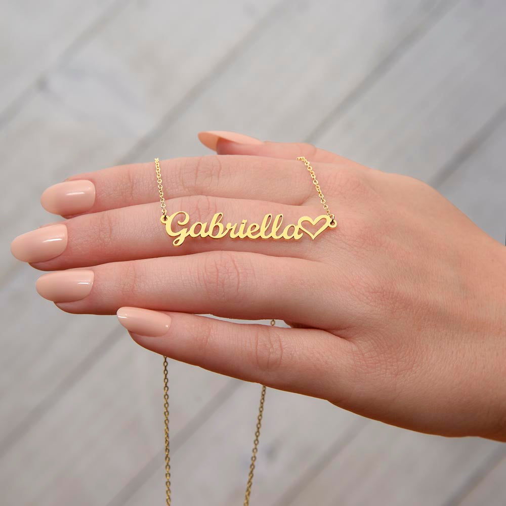 Daughter Name Necklace With Heart; Love, Mom
