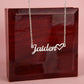 To My Amazing Daughter Name Necklace + Heart Character  (Love, Mom)