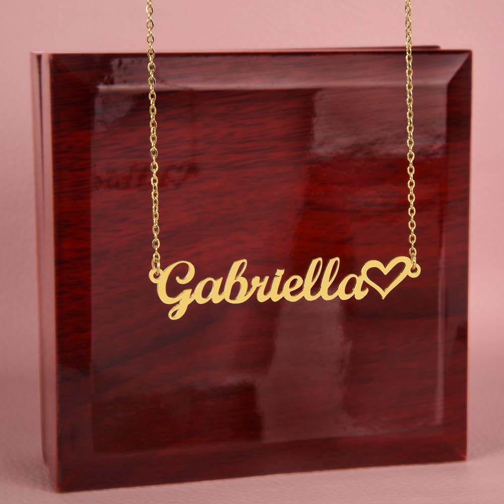 Daughter Name Necklace With Heart; Love, Mom