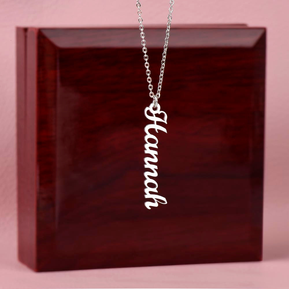 To My Incredible Mother Vertical Name Necklace