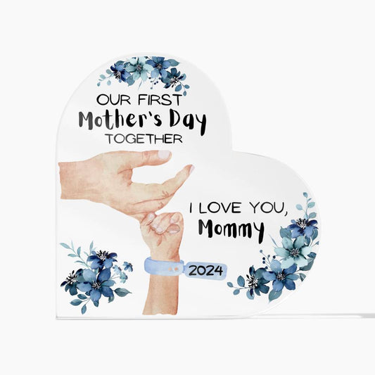 Our First Mother's Day Blue Heart Acrylic Plaque